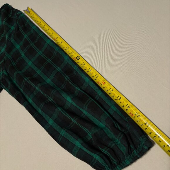 Cato EST 1946 Green Black Plaid Rayon Blouse 18/20W Crisscross Neck Top LS - Picture 10 of 11